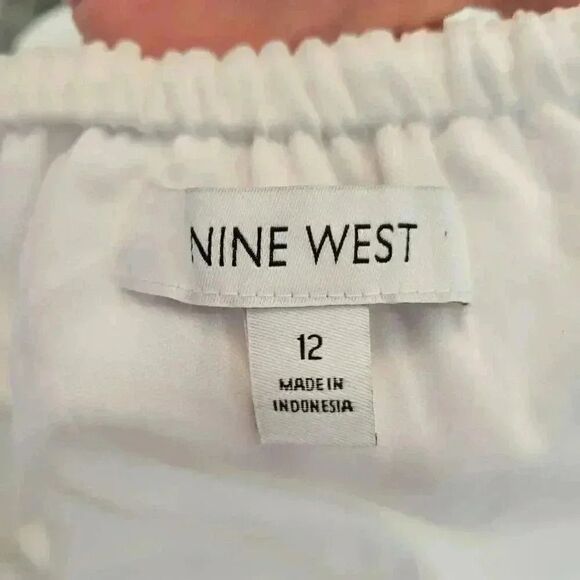 Nine West Women's White Poly/Cotton Seersucker Flutter Sleeve Lined Dress NEW - Picture 12 of 15